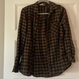 Beach, lunch, lounge collection, brown and black plaid flannel